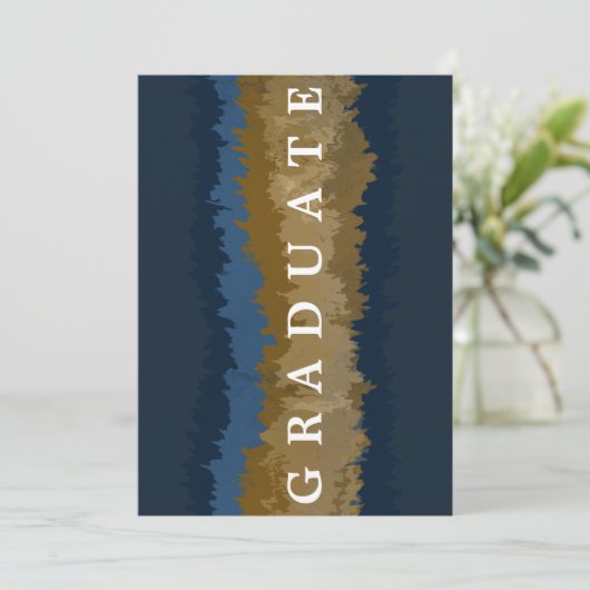 Diploma aankondigingskaart van Navy Goud Marmer Kaart (Staand voorkant)