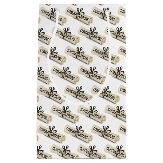 diploma afstuderen op wit klein cadeauzakje (Voorkant)