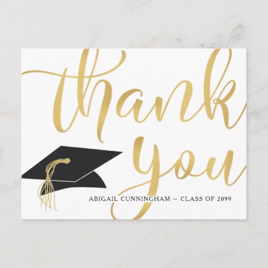 Diploma Foto Calligrafie Schrift Goud Bedankt Briefkaart (Voorkant)