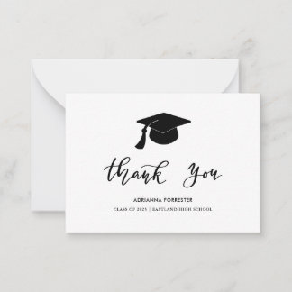 Diploma Hoed Chic Modern Script Bedankbrief Notitiekaartje