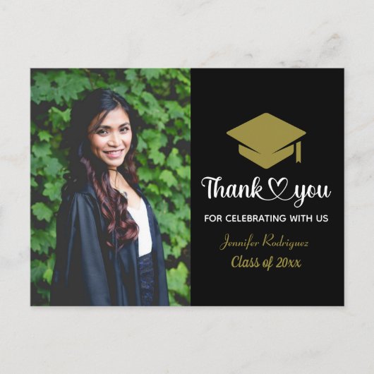 Diploma Hoed Dank Je Geslaagd Aangepaste Foto Briefkaart (Voorkant)