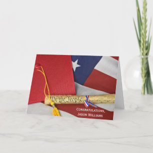Diploma hoed op vlag met Amerikaanse grondwet Kaart