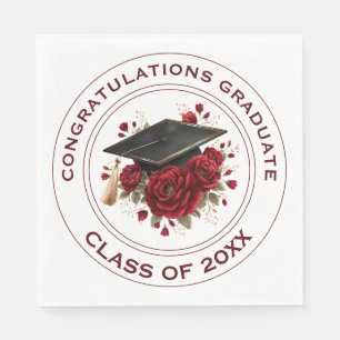 Diploma hoed & Rode Rozen Afstudeerklas 20XX Servet