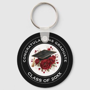 Diploma hoed & Rode Rozen Afstudeerklas 20XX Sleutelhanger
