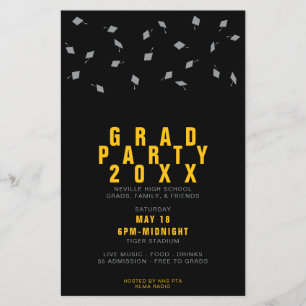 Diploma Hoed Werp Zilver & Goud Afstudeerfeest Flyer