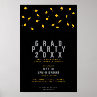 Diploma Hoed Werp Zilver & Goud Afstudeerfeest Poster