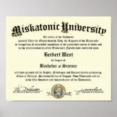 Diploma Miskatonic University Poster (Voorkant)