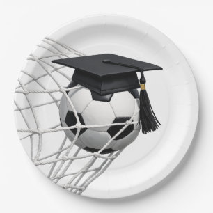 Diploma op een voetbal papieren bordje