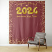 Diploma-uitreiking 2023 Gouden Ballonnen Rode Foto Wandkleed (In situ)