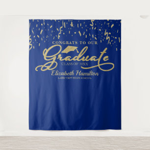 Diploma-uitreiking achtergrond Navy and Gold Klas Wandkleed