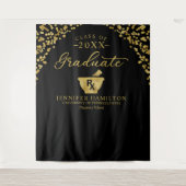Diploma-uitreiking Farmacie Black Gold Achtergrond Wandkleed (Voorkant)
