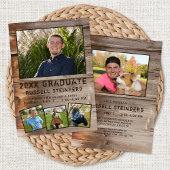 Diploma-uitreiking Rustic Houten 5 Foto Uitnodigin Kaart