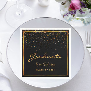 Diploma-uitreikingsfeest afgestudeerde zwart goud servet