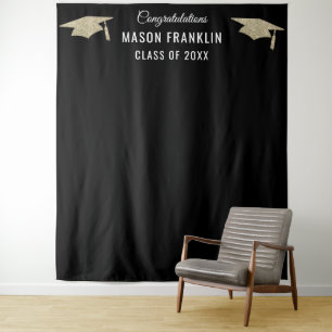 Diploma-uitreikingsfeest Backdrop Foto Prop Wandkleed