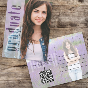 Diploma Vellum Modern Foto   QR Code Website Briefkaart