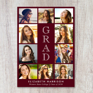Diplomafoto Collage Burgundy Aankondiging