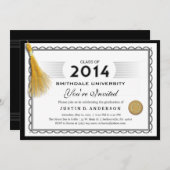 Diplôme 2014 Invitation avec Gold Tassel (Devant / Derrière)