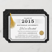 Diplôme 2015 Invitation Gold Tassel Corners (Devant / Derrière)