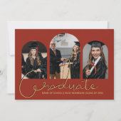 Diplômé | 3 Faire-part de collage photo en arc (Devant)