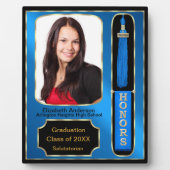 Diplôme avec honneur Plaque photo Bleu (Devant)