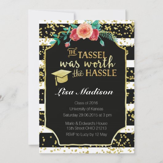 Diplôme Black and White Stripes Invitation (Devant)