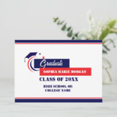 Diplômé Bleu Rouge Blanc Faire-part (Debout devant)