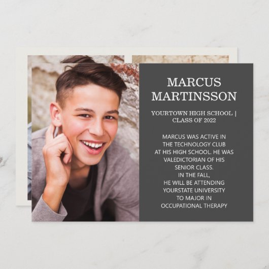 Diplôme Brown 2 faces 3 Faire-part photo (Devant / Derrière)