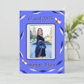 Diplôme, Carte Faire-part bleue (Debout devant)