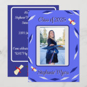 Diplôme, Carte Faire-part bleue (Devant / Derrière)