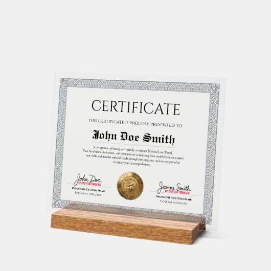 Diplôme Classique Élégant Certificat avec sceau à (Angle)