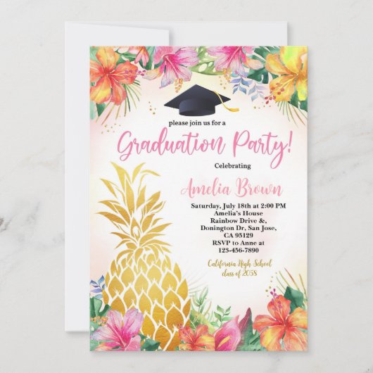 Diplôme d'ananas Photo Invitation Lua tropicale (Devant)