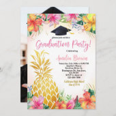 Diplôme d'ananas Photo Invitation Lua tropicale (Devant / Derrière)