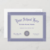 Diplôme de faux diplômes Votre texte Carte postale (Devant / Derrière)