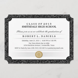 Diplôme de frontière noir et gris 2015 Invitation
