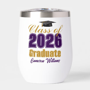 Diplômé de la promotion 2026 personnalisé or et vi