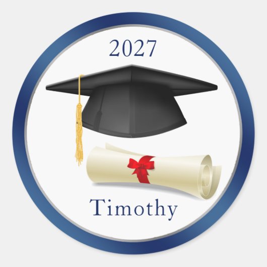 Diplôme de mortier noir Votre nom Sticker de gradu (Devant)