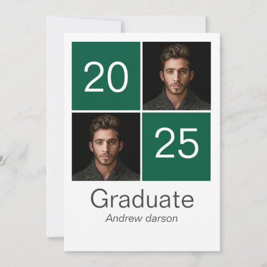 diplôme de portrait vert Invitation (Devant)