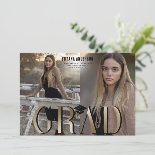 Diplôme d'or - photo Faire-part de diplôme (Debout devant)