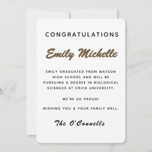 Diplôme Faire-part Science Diplômé Cylindre (Dos)