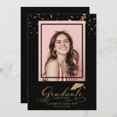 Diplômé Gold Confetti Grad Faire-part photo (Devant / Derrière)