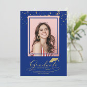 Diplômé Gold Confetti Grad Faire-part photo (Debout devant)