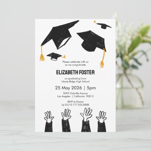 Diplôme illustré à la main Invitation (Debout devant)