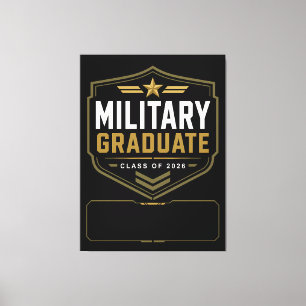 Diplômé Militaire 2026 Toile avec Nom Personnalisé