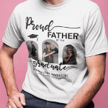 Diplômé moderne | 3 T-shirt Collage photo Arché<br><div class="desc">Célébrez votre diplômé avec ces 3 chemises de père modernes et voûtées. Avec un fond blanc, script qui dit "FIER PÈRE DU DIPLÔMÉ", votre photo de graduation préférée est en forme d'arcs et personnalisée avec leur nom, votre nom d'école/collège et la classe de 20XX. Le design peut être transféré à...</div>