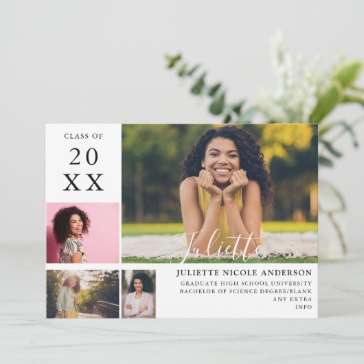 Diplômé Moderne Design élégant 4 Faire-part photo (Debout devant)