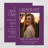 DIPLÔMÉ MODERNE TYPOGRAPHIE PHOTO INVITATION (Devant / Derrière)