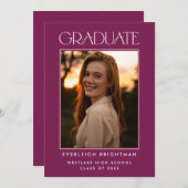 DIPLÔMÉ MODERNE TYPOGRAPHIE PHOTO INVITATION (Devant / Derrière)