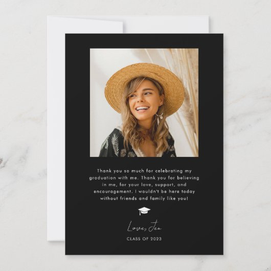 Diplômé Rétro Arc Noir Faire-part de graduation (Dos)