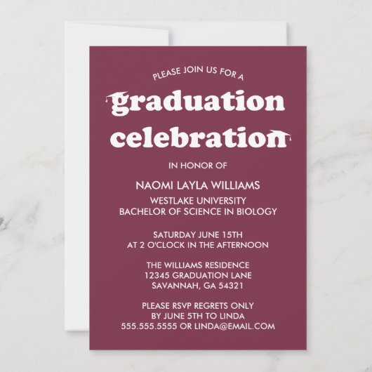 DIPLÔME RÉTRO MODERNE | INVITATION À LA DIPLÔME (Dos)