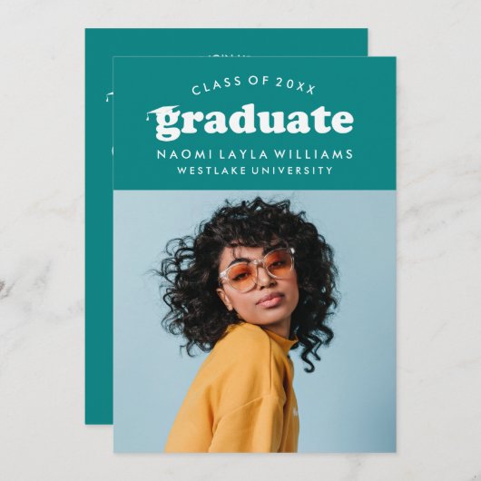 DIPLÔME RÉTRO MODERNE | INVITATION À LA DIPLÔME (Devant / Derrière)